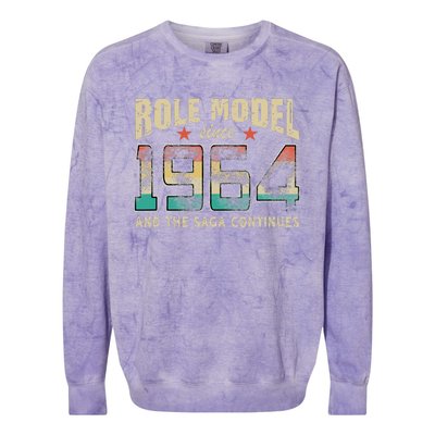 Role Model Born 1964 And The Saga Continues Birthday Colorblast Crewneck Sweatshirt