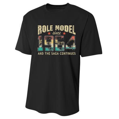 Role Model Born 1964 And The Saga Continues Birthday Performance Sprint T-Shirt