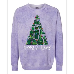 Retro Merry Bookmas Book Tree Christmas Holiday Book Lovers Gift Colorblast Crewneck Sweatshirt