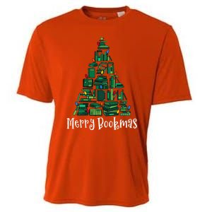 Retro Merry Bookmas Book Tree Christmas Holiday Book Lovers Gift Cooling Performance Crew T-Shirt