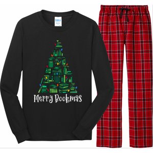 Retro Merry Bookmas Book Tree Christmas Holiday Book Lovers Gift Long Sleeve Pajama Set