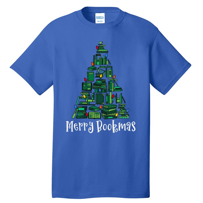 Retro Merry Bookmas Book Tree Christmas Holiday Book Lovers Gift Tall T-Shirt