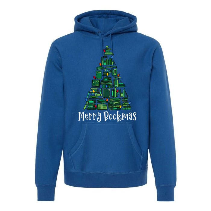 Retro Merry Bookmas Book Tree Christmas Holiday Book Lovers Gift Premium Hoodie