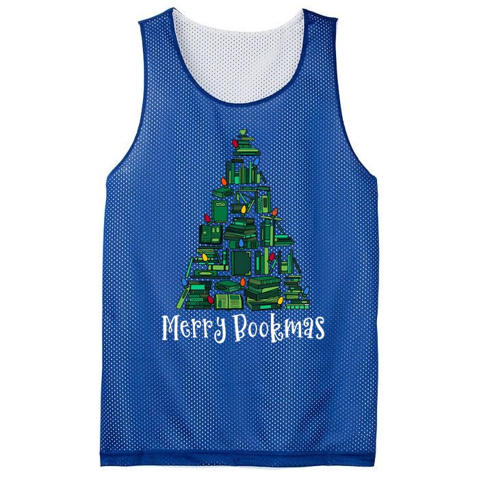 Retro Merry Bookmas Book Tree Christmas Holiday Book Lovers Gift Mesh Reversible Basketball Jersey Tank