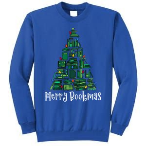 Retro Merry Bookmas Book Tree Christmas Holiday Book Lovers Gift Tall Sweatshirt