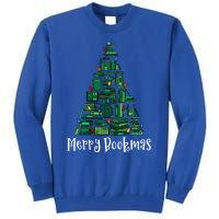 Retro Merry Bookmas Book Tree Christmas Holiday Book Lovers Gift Tall Sweatshirt