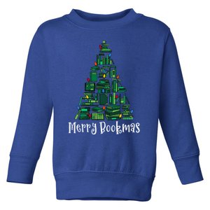 Retro Merry Bookmas Book Tree Christmas Holiday Book Lovers Gift Toddler Sweatshirt