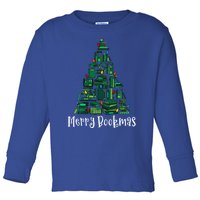 Retro Merry Bookmas Book Tree Christmas Holiday Book Lovers Gift Toddler Long Sleeve Shirt