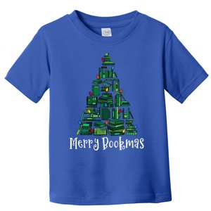 Retro Merry Bookmas Book Tree Christmas Holiday Book Lovers Gift Toddler T-Shirt