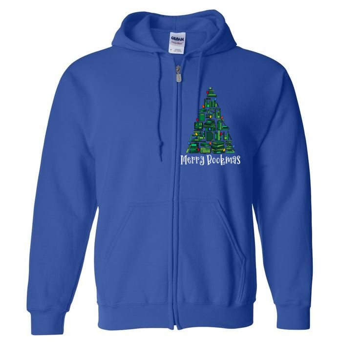 Retro Merry Bookmas Book Tree Christmas Holiday Book Lovers Gift Full Zip Hoodie