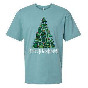 Retro Merry Bookmas Book Tree Christmas Holiday Book Lovers Gift Sueded Cloud Jersey T-Shirt