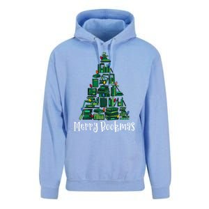 Retro Merry Bookmas Book Tree Christmas Holiday Book Lovers Gift Unisex Surf Hoodie