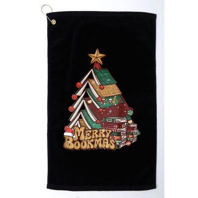 Retro Merry Bookmas Christmas Book Tree Bookworm Gift Platinum Collection Golf Towel