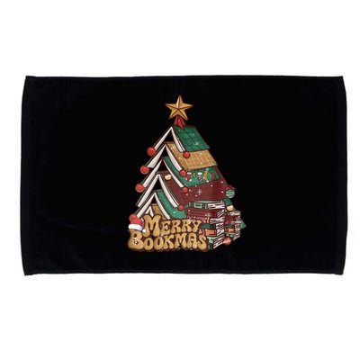 Retro Merry Bookmas Christmas Book Tree Bookworm Gift Microfiber Hand Towel