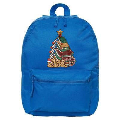 Retro Merry Bookmas Christmas Book Tree Bookworm Gift 16 in Basic Backpack