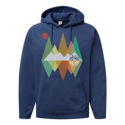 Retro Mountain Bike Gift Vintage Mtb Gift Performance Fleece Hoodie