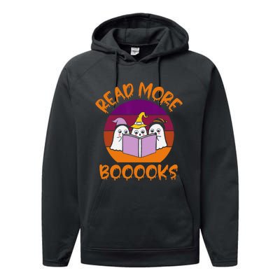 Read More Books Vintage Retro Ghost Book Lover Performance Fleece Hoodie