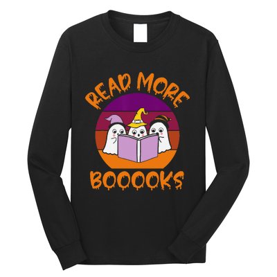 Read More Books Vintage Retro Ghost Book Lover Long Sleeve Shirt