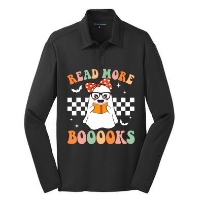 Read More Books Funny Teacher Halloween Ghost Reading Books Gift Silk Touch Performance Long Sleeve Polo