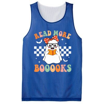 Read More Books Funny Teacher Halloween Ghost Reading Books Gift Mesh Reversible Basketball Jersey Tank