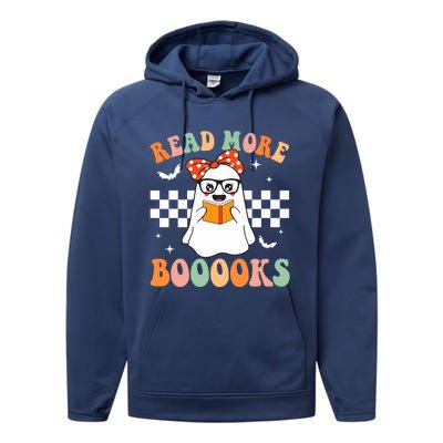 Read More Books Funny Teacher Halloween Ghost Reading Books Gift Performance Fleece Hoodie