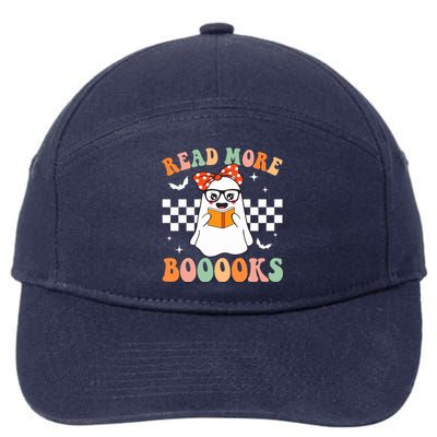 Read More Books Funny Teacher Halloween Ghost Reading Books Gift 7-Panel Snapback Hat