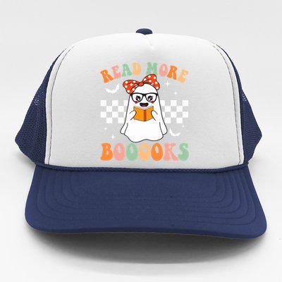 Read More Books Funny Teacher Halloween Ghost Reading Books Gift Trucker Hat