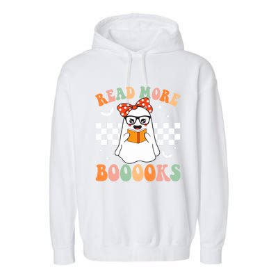 Read More Books Funny Teacher Halloween Ghost Reading Books Gift Garment-Dyed Fleece Hoodie