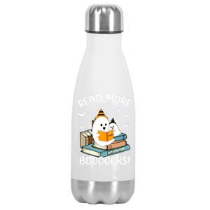 Read More Boooooks Cute Ghost Read More Boooooks Halloween Gift Stainless Steel Insulated Water Bottle