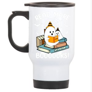 Read More Boooooks Cute Ghost Read More Boooooks Halloween Gift Stainless Steel Travel Mug