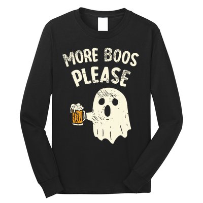 Retro More Boos Please Ghost Beer Halloween Costume Long Sleeve Shirt