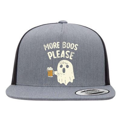 Retro More Boos Please Ghost Beer Halloween Costume Flat Bill Trucker Hat