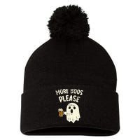 Retro More Boos Please Ghost Beer Halloween Costume Pom Pom 12in Knit Beanie