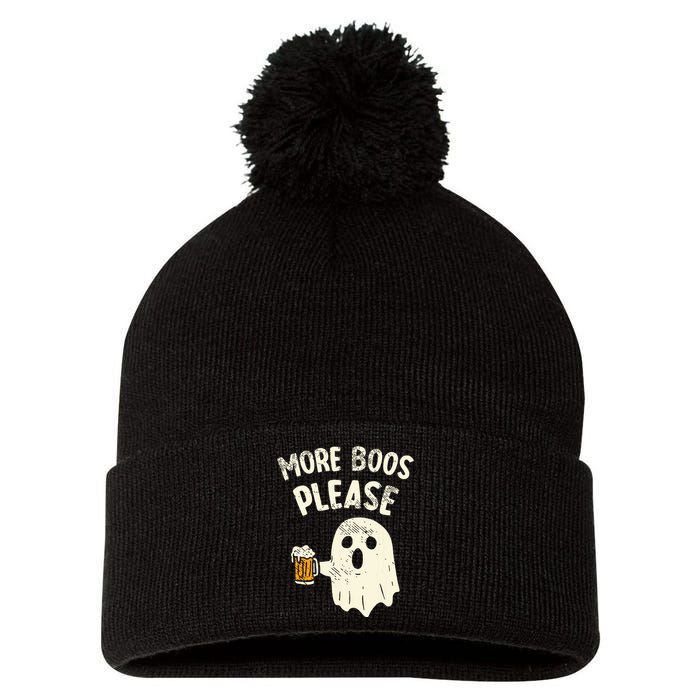 Retro More Boos Please Ghost Beer Halloween Costume Pom Pom 12in Knit Beanie