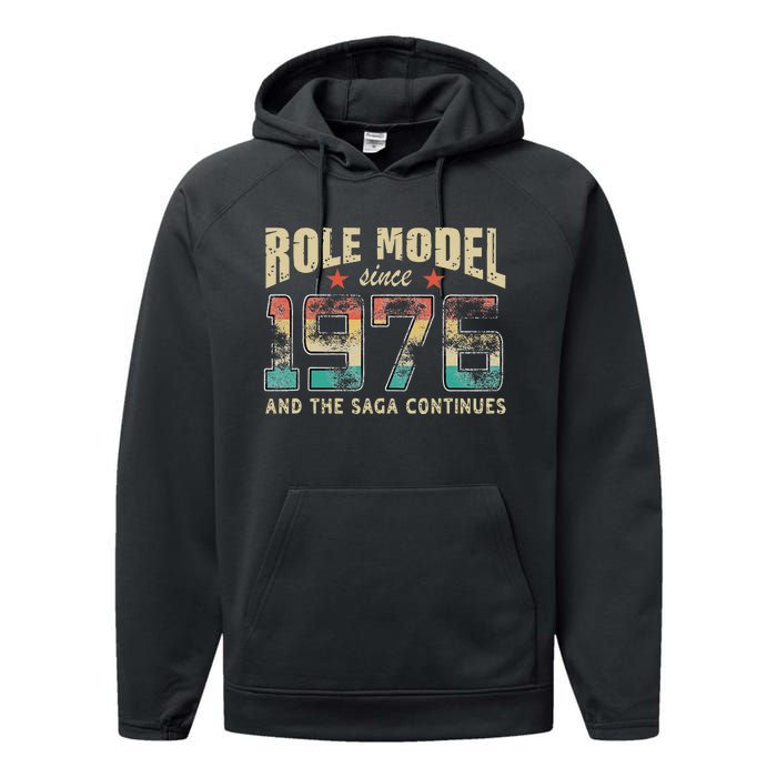 Role Model Born 1976 And The Saga Continues Birthday Performance Fleece Hoodie