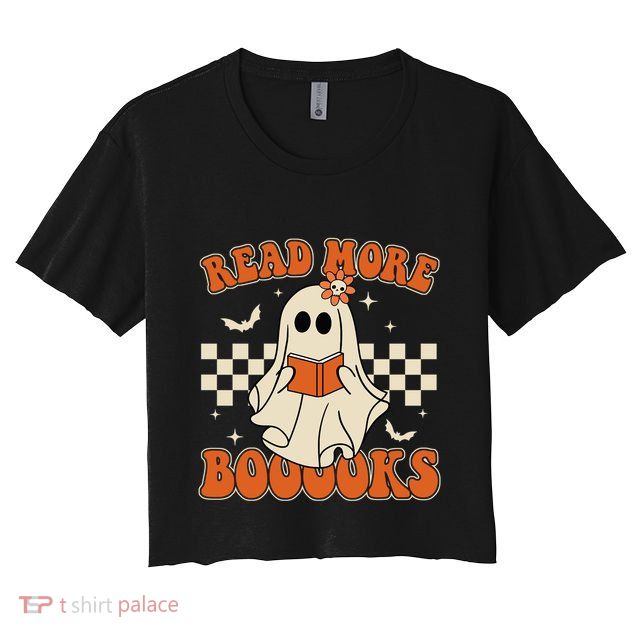 Read More Books Spooky Teacher Halloween Ghost Reading Books Gift Crop Top