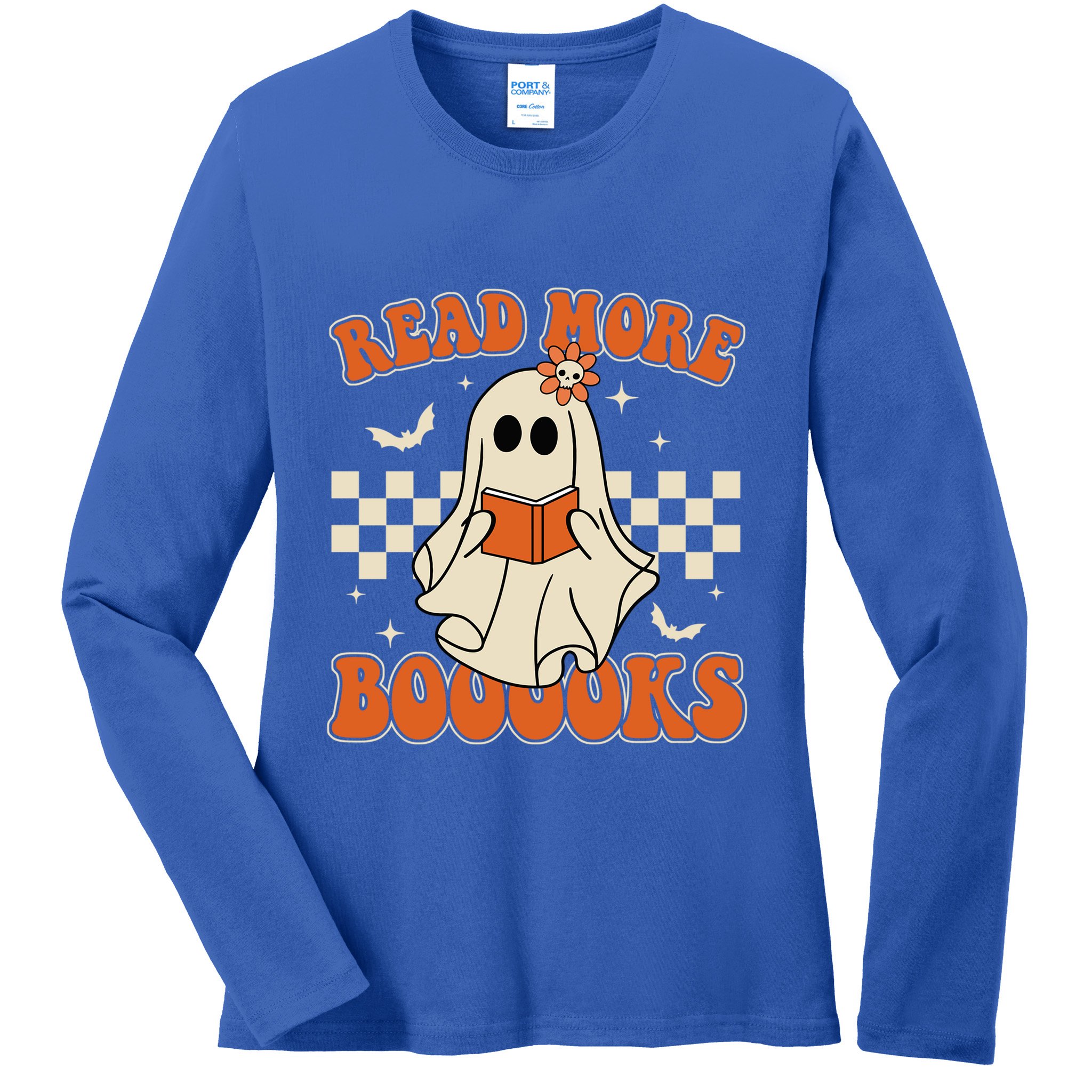 Read More Books Spooky Teacher Halloween Ghost Reading Books Gift Ladies Long Sleeve Shirt