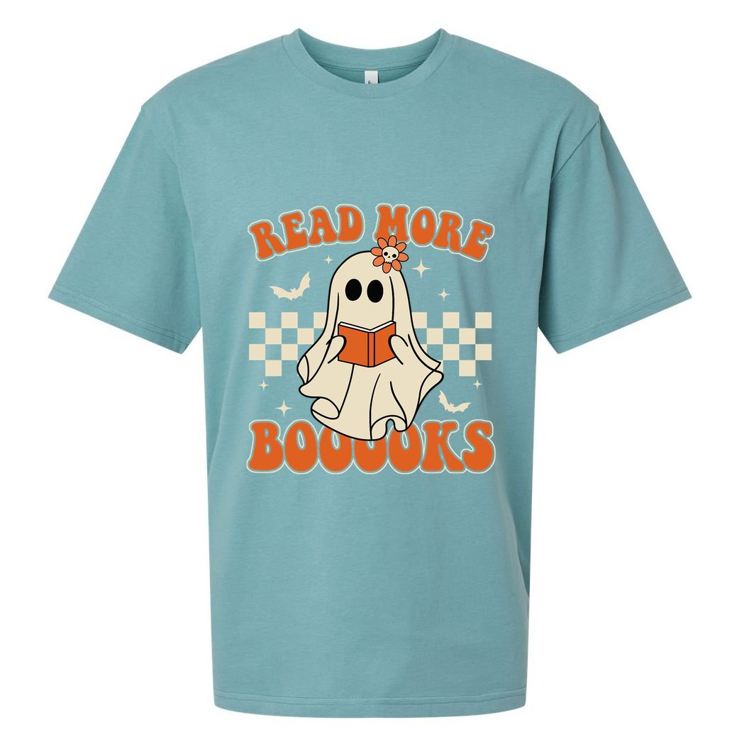 Read More Books Spooky Teacher Halloween Ghost Reading Books Gift Sueded Cloud Jersey T-Shirt
