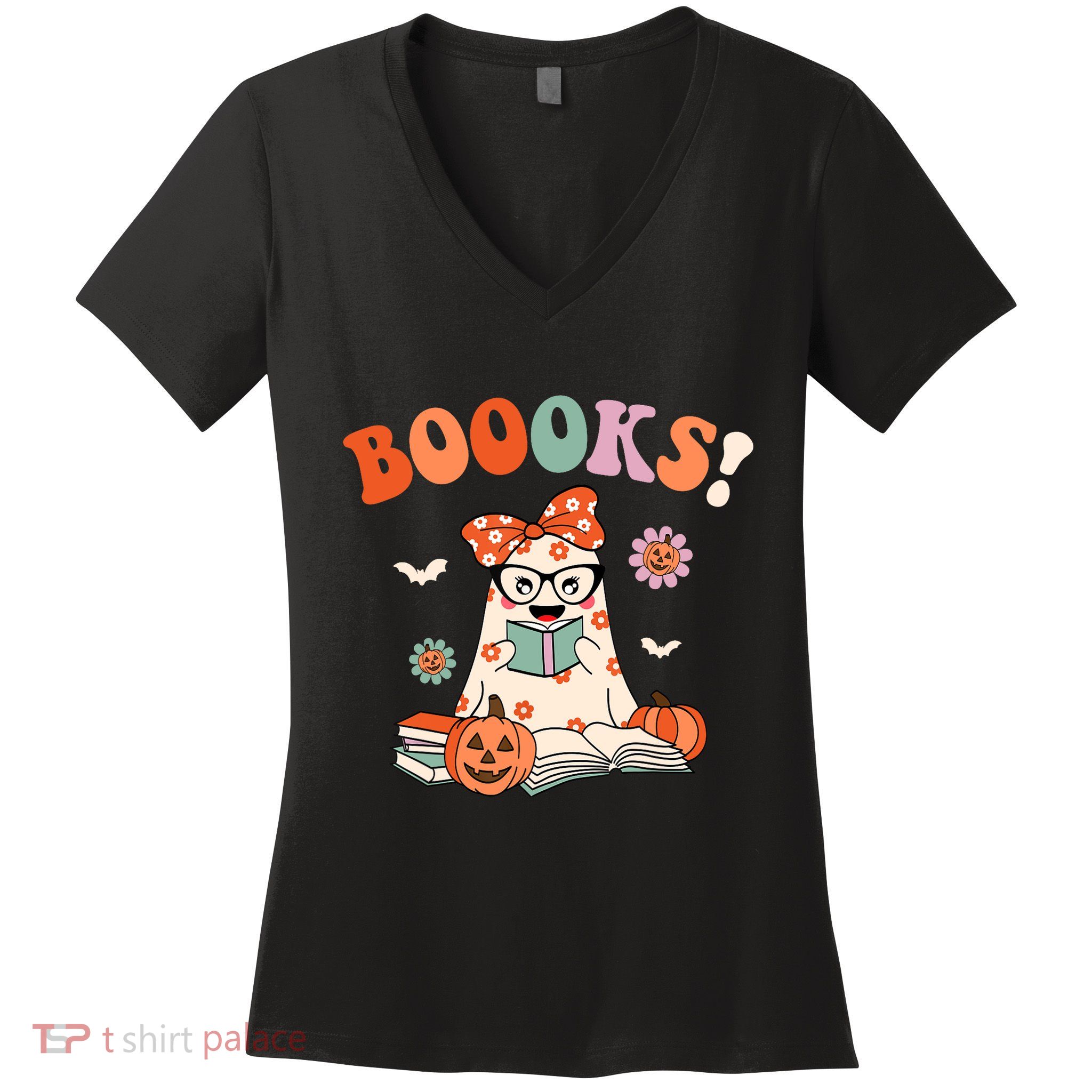 Read More Books Spooky Teacher Cute Halloween Women's V-Neck T-Shirt