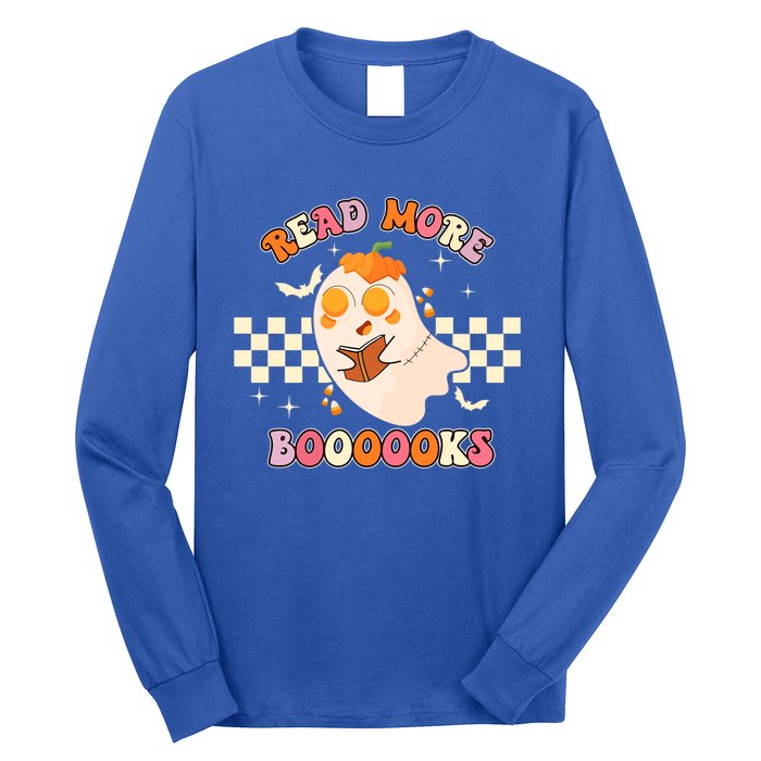 Read More Booooks Cute Ghost Reading Books Halloween Costume Funny Gift Long Sleeve Shirt