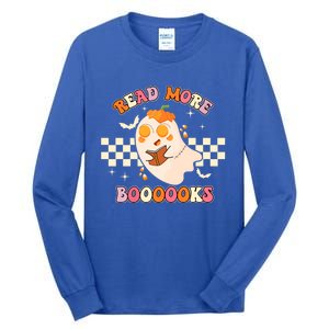 Read More Booooks Cute Ghost Reading Books Halloween Costume Funny Gift Tall Long Sleeve T-Shirt