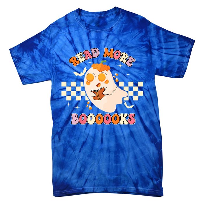 Read More Booooks Cute Ghost Reading Books Halloween Costume Funny Gift Tie-Dye T-Shirt