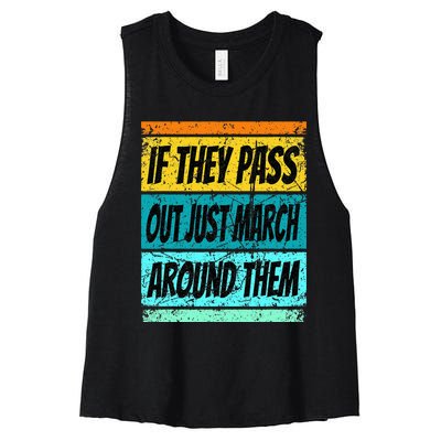 Retro Marching Band Pass Out Band Camp Women's Racerback Cropped Tank