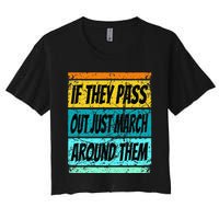 Retro Marching Band Pass Out Band Camp Women's Crop Top Tee