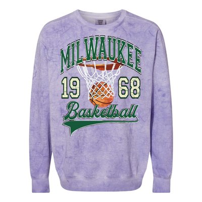 Retro Milwaukee Basketball 1968 Colorblast Crewneck Sweatshirt