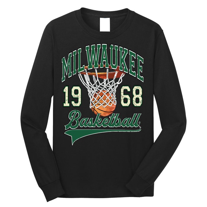 Retro Milwaukee Basketball 1968 Long Sleeve Shirt