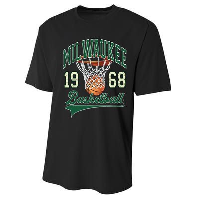 Retro Milwaukee Basketball 1968 Performance Sprint T-Shirt