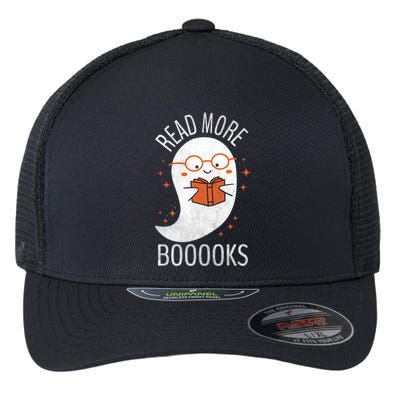 Read More Boooooks Gift Funny Ghost Reading Books Halloween Cool Gift Flexfit Unipanel Trucker Cap