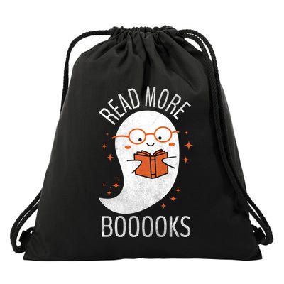 Read More Boooooks Gift Funny Ghost Reading Books Halloween Cool Gift Drawstring Bag
