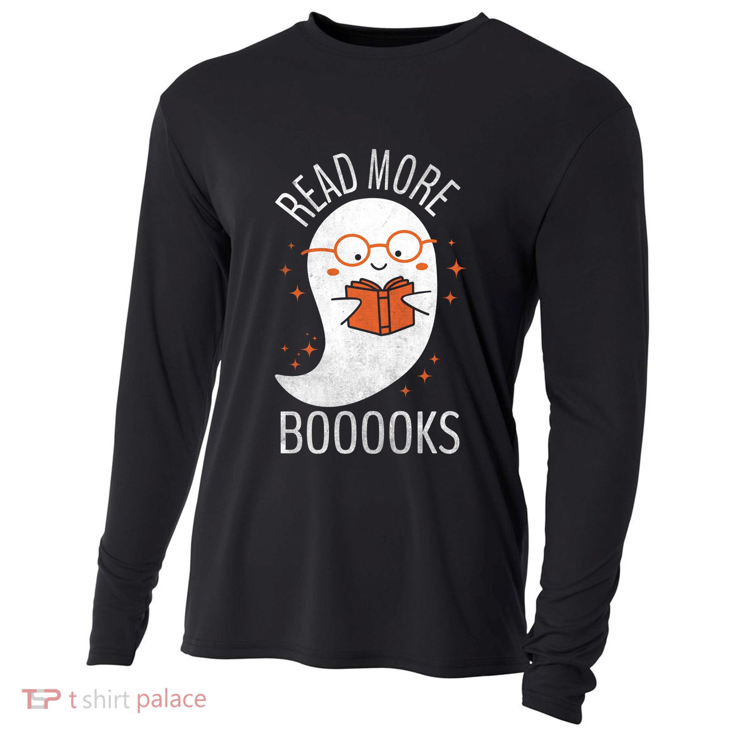 Read More Boooooks Gift Funny Ghost Reading Books Halloween Cool Gift Cooling Performance Long Sleeve Crew